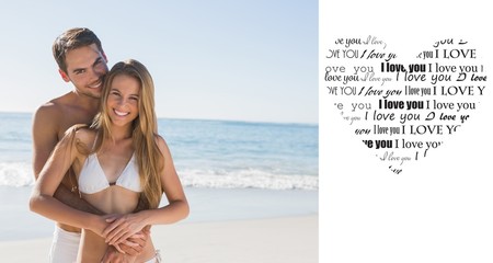 Aufkleber - Composite image of athletic couple smiling at camera