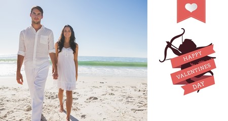 Aufkleber - Beautiful couple holding hands and walking towards camera
