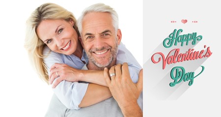 Aufkleber - Composite image of happy couple standing and hugging