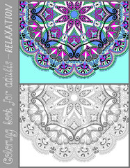 Wall Mural - unique coloring book page for adults - flower paisley design