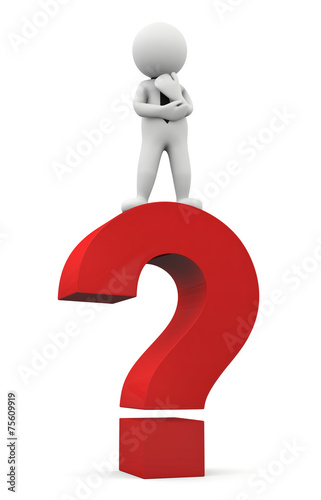 Illustrazione Stock omino bianco su punto di domanda | Adobe Stock