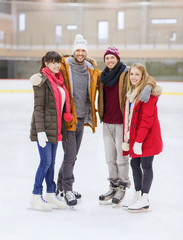 Poster - happy friends on skating rink