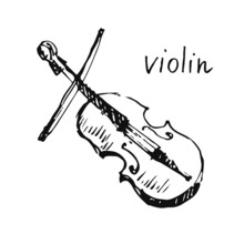 Vector Illustration Of A Violin. Sketch.