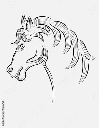 Horse head outline, art vector sketch decoration Stock Vector | Adobe Stock