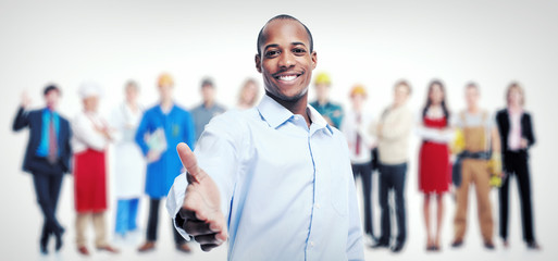 Canvas Print - Businessmen and workers group. Team Working.