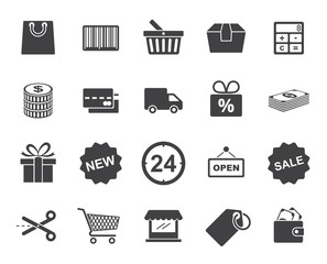 Wall Mural - Shopping icons set