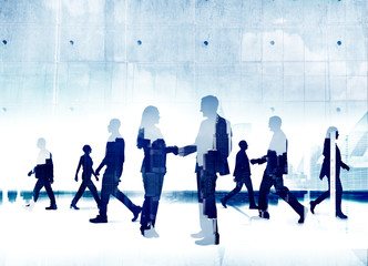Wall Mural - Business People Silhouette Working Agreement Teamwork Concept