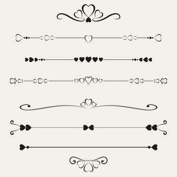 Set of valentine elements, vector