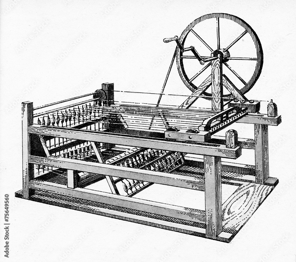 Ilustración de Stock Spinning jenny (James Hargreaves, 1764) | Adobe Stock