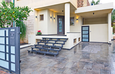 Modern Mediterranean house entrance