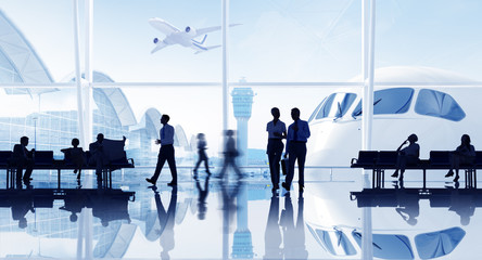 Wall Mural - Group Passenger Airport Airplane Terminal Aviation Concept