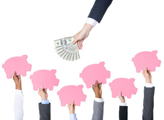 Wall Mural - Piggy Banks Saving Collecting Planning Investment Concept