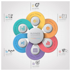 Canvas Print - Business Infographic With Weaving Curve Circle Step Diagram