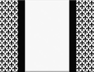 Wall Mural - Black and White Fleur De Lis Pattern Textured Fabric with Ribbon