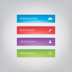 Wall Mural - glow effect web buttons in four bright, vibrant colours.