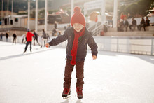 Happy Boy With Red Hat, Skating During The Day