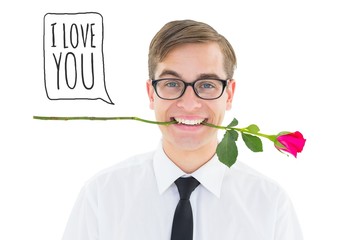 Poster - Composite image of romantic geeky hipster