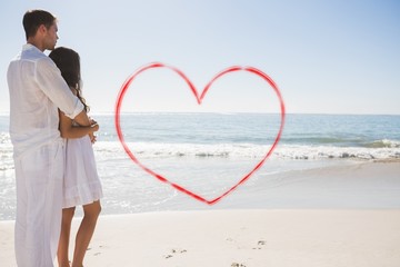Aufkleber - Composite image of attractive couple looking out at sea