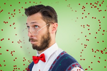 Leinwandbilder - Composite image of geeky hipster wearing christmas vest