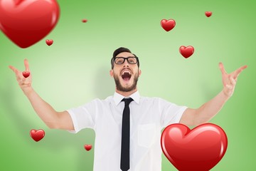 Leinwandbilder - Composite image of geeky young businessman with arms out