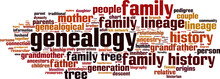 Genealogy Word Cloud Concept. Vector Illustration