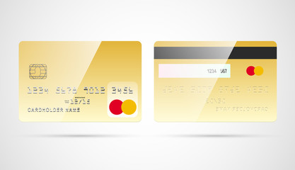 Blank gold debit or credit card template with chip vector