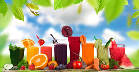 Wall Mural - Fresh fruit juice, healthy drinks.