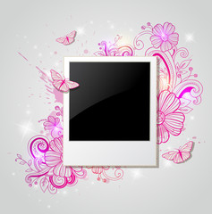 Poster - Background with photo and pink flowers