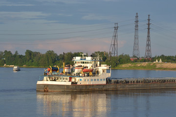 Cargo ship on the Neva river.