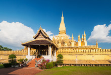 The Golden Pagoda Wat Phra That Luang In Vientiane, Laos