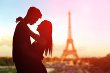 Romantic Lovers With Eiffel Tower