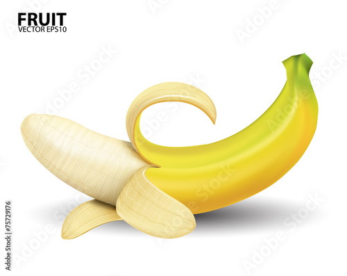 Fotografie, Tablou banana on white background.vector
