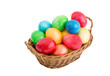 Colorful easter eggs in basket. Isolated