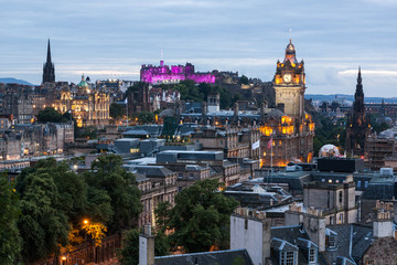 Wall Mural - Edinburgh Skyline from Calton Hill at dusk, Scotland, UK