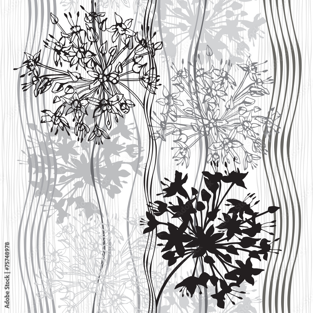monochromatyczny-abstrakcyjny-powielony-szary-wzor-z-kwiatami