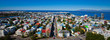 Beautiful super wide-angle aerial view of Reykjavik, Iceland