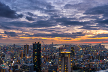 Wall Mural - Sunset over Osaka