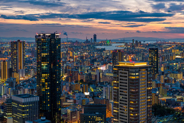 Wall Mural - Sunset over Osaka