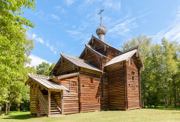 Canvas Print - Old wooden orthodox church in the museum of wooden architecture