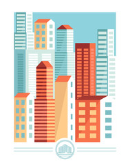 Poster - Vector city illustration in flat simple style