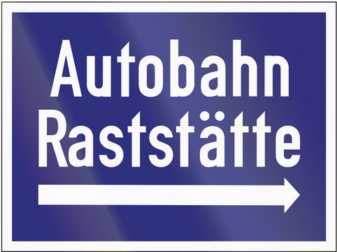 German highway sign announcing a road service (Raststaette)