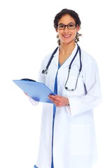 Wall Mural - Medical doctor woman writing prescription