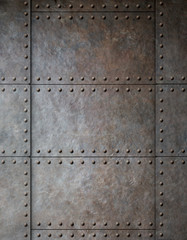 Wall Mural - steel metal armour background with rivets