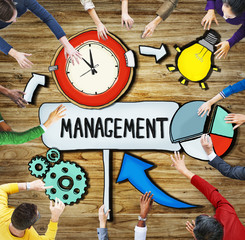 Sticker - Aerial View People Time Management Teamwork Ideas Concept