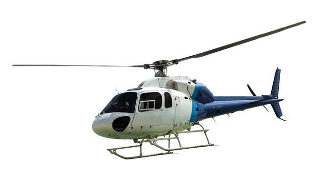 White helicopter with working propeller