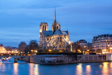 Notre Dame De Paris At Dusk, France.