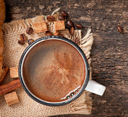 Wall Mural - cup with coffee, breakfast coffee