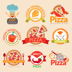 Wall Mural - Pizzeria labels set