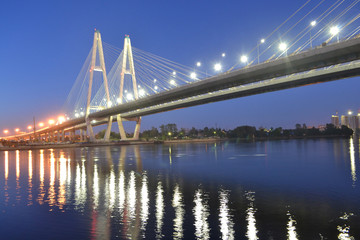 Wall Mural - Cable-stayed bridge at night