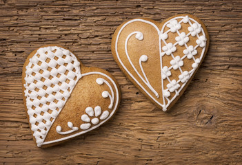 Wall Mural - Gingerbread heart cookies